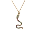 Elegant gold snake necklace featuring vibrant rainbow cubic zirconia on a white background - 0182 Snake Style 2 O-Chain