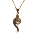 Goldene Schlangenkette mit klaren Mikrozirkonia und grünen Steinaugen auf weißem Hintergrund - 0187 Schlange Stil 7 Box-Kette Gold