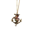 Golden anchor and snake pendant necklace with colorful micro-inlaid cubic zirconia - 0190 Snake Style 10 Box Chain Gold