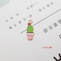 Ciondolo a forma di cactus in smalto verde con vaso rosa e anello dorato per fai da te - 0.9x2.5CM / Rosa