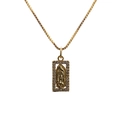 Gold Mariana Goddess rectangular pendant necklace with sparkling crystal halo inlay - Style 0197 Goddess 5 Box Chain