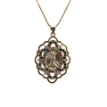 Detailed close-up of Virgin Mary gold pendant with colorful zircon stones on white background - Style 0016 Goddess 3 Box Chain