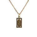 Gold-plated rectangular Virgin Mary pendant necklace with shimmering zircon micro-inlay - Style 0197 Goddess 5 O-Chain Gold