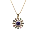Collana con ciondolo occhio del male dorato con cristalli colorati e smalto blu - 0063-Malocchio / Oro / Catena Veneziana