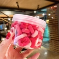 Elastic hair bands in shades of pink stored in a transparent jar for kids and girls - 100 Pcs Jar / Rose Red