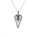 Collana Occhio del Diavolo in argento con zirconi multicolore dal design minimalista - 0013-Occhio della Provvidenza / Argento / Catena Veneziana