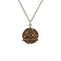 Collana Occhio del Male dorata con zirconi multicolore mostrata in vista frontale - 0065-Occhio della Provvidenza / Oro / Catena a O