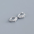 Boucles d'oreilles créoles en argent sterling S925 avec zircons cubiques clairs - Argent (Zircone Blanche)
