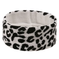 Detailed view of elastic leopard print knitted headband with soft fuzzy texture - Leopard Print Headband