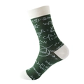 Green mid-calf socks with white mathematical formulas and contrasting toe and heel - No. 129 Math Formula