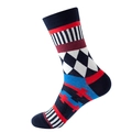 Mid-calf cotton socks with multi-color geometric patterns and retro rhombus design - No. 128 Patchwork Geometric