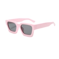 Chic square thick frame sunglasses in light pink plastic with dark grey lenses - Pink Frame Grey Lens