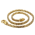 Men's gold-plated Byzantine chain necklace featuring bold skull head clasps and rock style - Gold Skull Style (KN113572-Z)