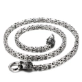 Cadena bizantina plateada para hombre con doble cabeza de lobo en acero inoxidable - Estilo de Cabeza de León Color Acero (KN113575-Z) / Plateado