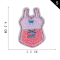 Swimsuit design embroidery patch with blue bow detail and 4.3cm size measurement - Pink Purple Swimsuit