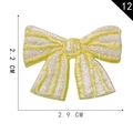 Yellow striped bow embroidered patch 2.2x2.9 cm self-adhesive applique for clothing - Yellow White Striped Bow
