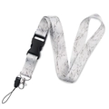 Lanyard for ID badges with white marble pattern and silver metal swivel hook attachment - White Marble (YZ20-48)