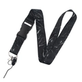 Lanyard with black and white marble pattern printed strap and quick release buckle - Black White Marble Cracks (YZ20-47)