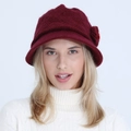 Women's burgundy knit flower hat with fleece lining for winter warmth and fashion - Burgundy