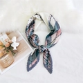 Pleated square scarf with pink and green patchwork pattern featuring checks and dots - 7 Pleats / Grey Pink Geometric Polka Dot