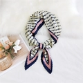 French pleated silk scarf with black polka dots and contrasting pink navy stripes - Pink Border Polka Dot