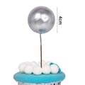 Silver metallic 4cm ball cake topper ornament on blue frosting cupcake decoration - Silver Ball 4cm