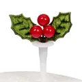 Décoration de gâteau houx de Noël brodé avec baies rouges, environ 3,8 cm de large - Petit Houx de Noël Baies Rouges / Environ 3,8 cm