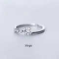 Minimalist silver Virgo zodiac ring with zircon constellation pattern adjustable size - Virgo