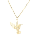 Elegante collana in acciaio inossidabile dorato con ciondolo a forma di colibrì traforato - Oro