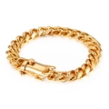 Polished gold curb link chain bracelet for men with a secure fold-over clasp closure - Gold Bracelet (KB135944-Z)