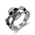 Anello teschio in stile punk in acciaio inossidabile con finitura argento vintage lucido - US 5 / Color Acciaio