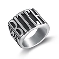 Anillo vintage de acero inoxidable para mujer con letras BITCH grabadas en plateado - US 5 / Plateado