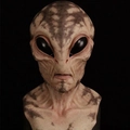 Realistic grey alien latex mask with large black eyes and skin texture for Halloween - Flesh Pattern Alien