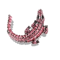 Exaggerated silver crocodile brooch inlaid with sparkling pink rhinestones for women - Pink
