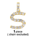 Détail d'un pendentif lettre S doré serti de zircons blancs, une pièce, sans chaîne - Pendentif Lettre S (Sans Chaîne)
