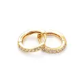 Classic gold huggie hoop earrings with micro-paved cubic zirconia crystals for women - Gold - White Zircon