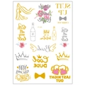 Metallic gold and silver Team Bride temporary tattoo sheet for wedding parties - Wedding Fun Party (VT420)