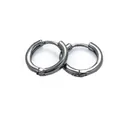 Detailed view of gunmetal huggie earrings with a sleek polished finish on white background - Black Gold - Smooth