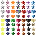 Sparkling sequin star and heart patches for DIY clothing decoration in various colors - Full Set 56 Pieces Mixed Sizes