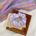 Light purple organza scrunchie with daisy pattern for elegant hair styling - Purple With Camellia