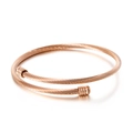 Adjustable rose gold twisted cable open cuff bracelet with minimalist bead ends - Rose Gold Twisted Cable Style (KB111942-K)