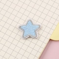 Blue embroidered star patch with silver border for clothing iron-on and sewing DIY - Blue