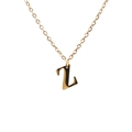 Detail view of a polished gold-plated letter L pendant on a classic cross chain - Gold Z