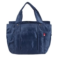 Bolso tote de nailon acolchado azul oscuro con acabado brillante y asas dobles - Grande / Azul Real