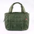 Army green quilted nylon tote bag with reinforced handles and durable finish - Large / Army Green