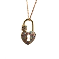 Collana dorata con ciondolo a forma di lucchetto a cuore e pietre preziose colorate - Oro Lucchetto a Cuore Zircone Colorato Catena a O