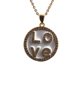 Elegante collana tonda placcata oro con scritta LOVE e inserto in madreperla bianca - Oro Lettera LOVE Catena a O