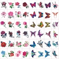 Waterproof temporary tattoo sheets with colorful roses and butterflies for women - 50 Sheets Mixed Flower and Butterfly