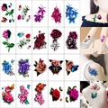 Waterproof temporary tattoo stickers with colorful floral and butterfly designs on skin - 20 Sheets 3D Flower Set