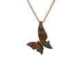 Collana con farfalla delicata e zirconi arcobaleno su catena a maglie dorate - 0077-Farfalla Pietra Preziosa Colorata-Catena O Dorata